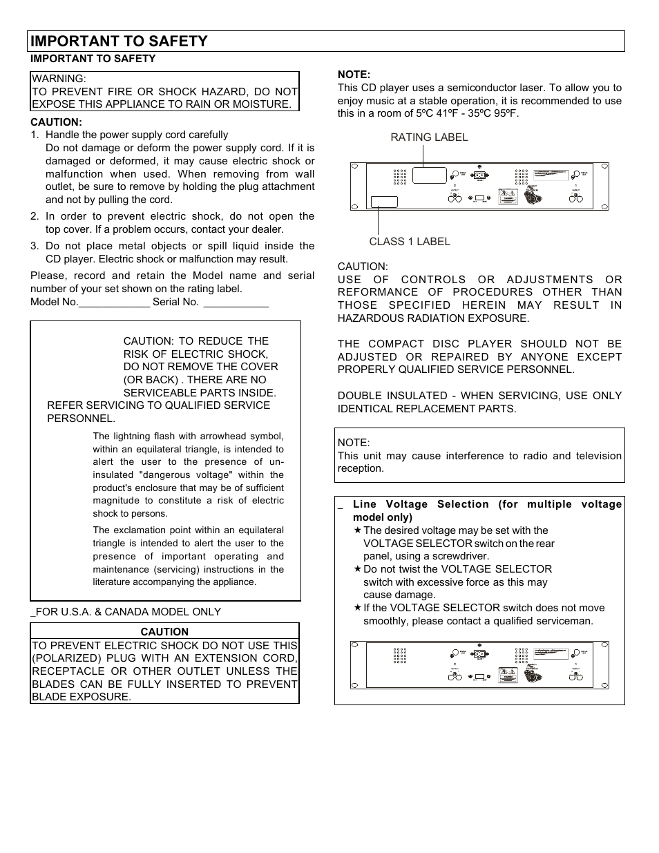 Important to safety | Stanton c.500 User Manual | Page 2 / 12