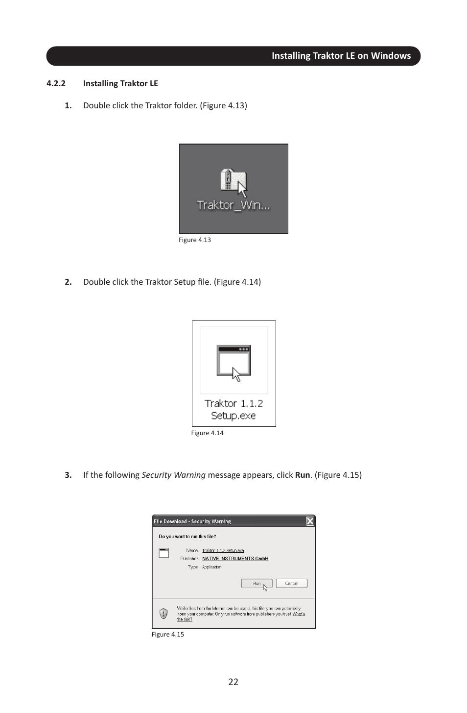 2 installing traktor le, Installing traktor le on windows 22 | Stanton SCS.3M User Manual | Page 26 / 72
