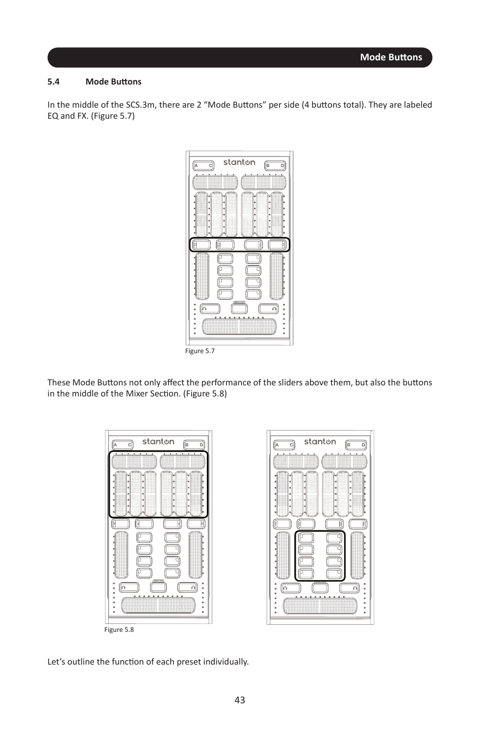 4 mode buttons, Mode buttons 43, Figure 5.7 | Figure 5.8 | Stanton SCS.3M User Manual | Page 47 / 72