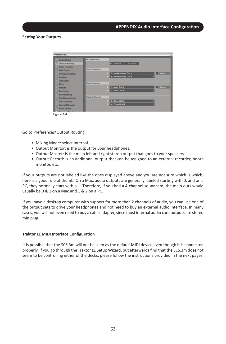 Setting your outputs, Traktor le midi interface configuration | Stanton SCS.3M User Manual | Page 67 / 72