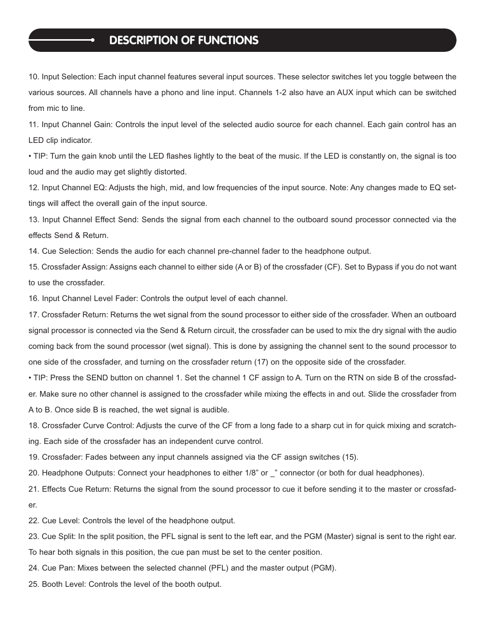 Description of functions | Stanton M.505 User Manual | Page 4 / 12