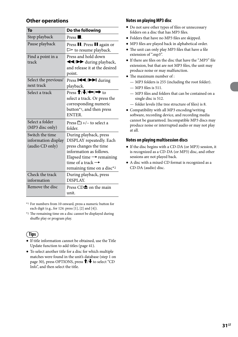 Other operations | Sony Ericsson NAS-E35HD User Manual | Page 31 / 76