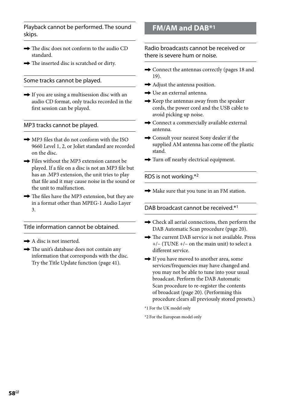 Fm/am and dab | Sony Ericsson NAS-E35HD User Manual | Page 58 / 76