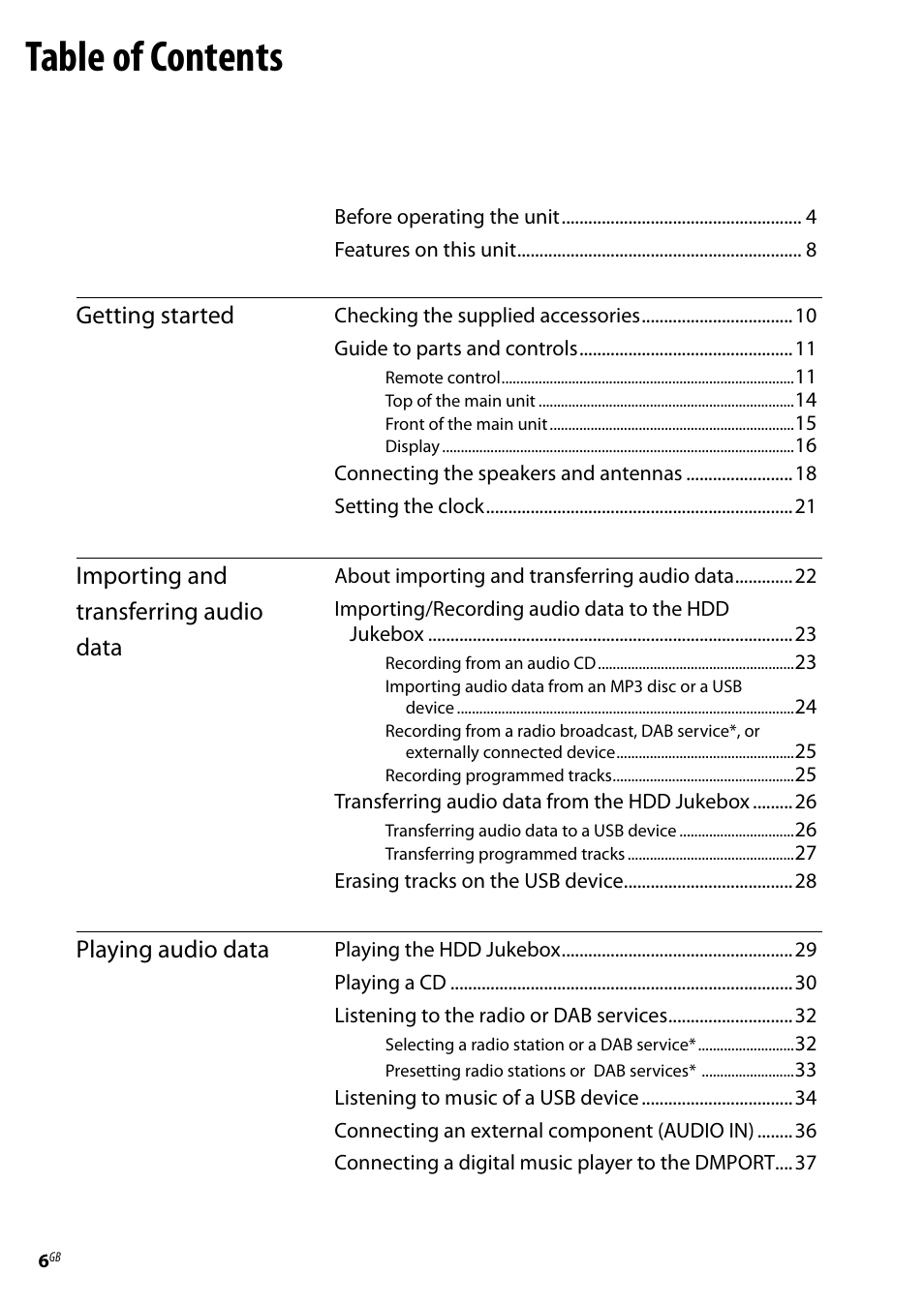 Sony Ericsson NAS-E35HD User Manual | Page 6 / 76