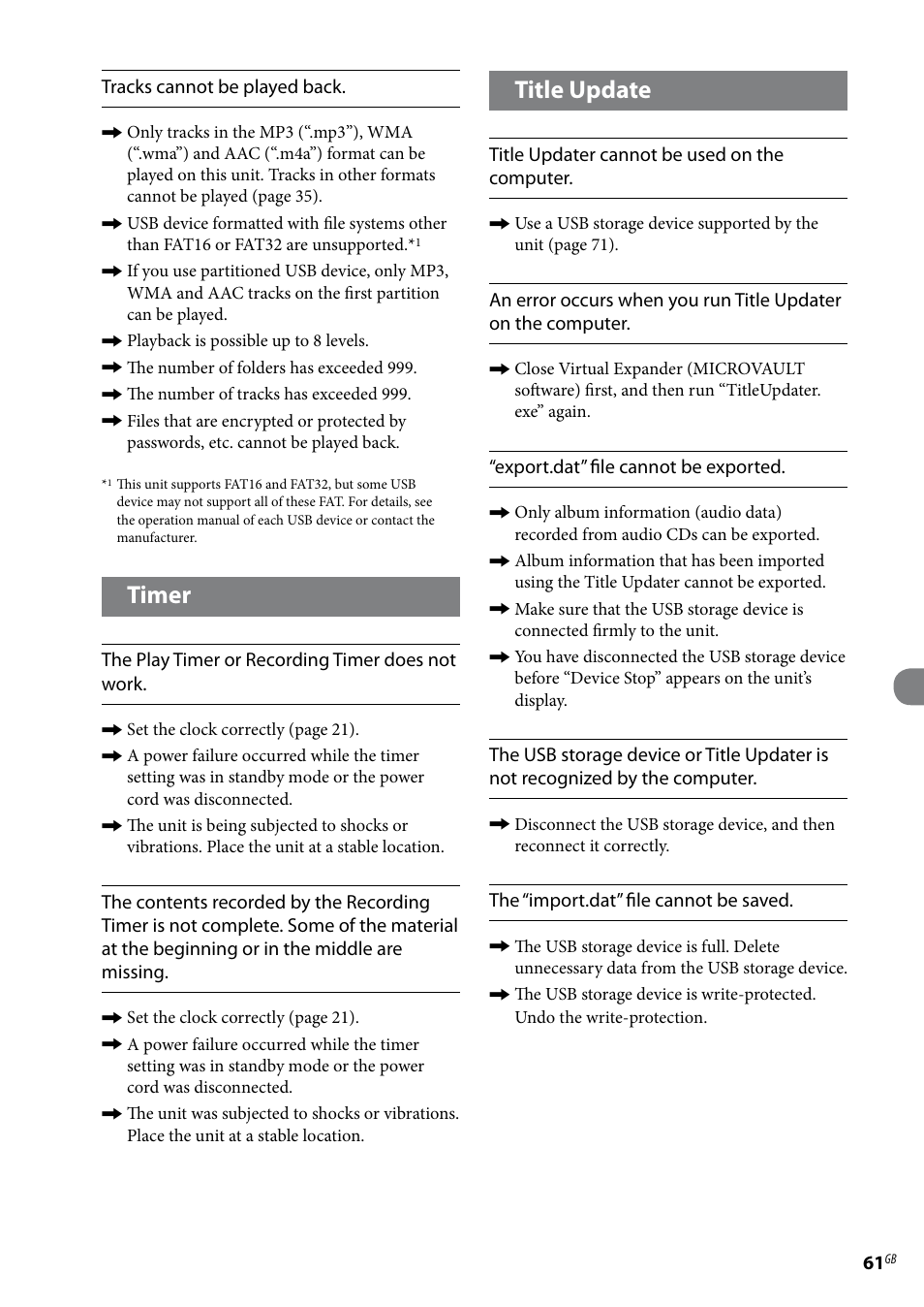 Timer, Title update | Sony Ericsson NAS-E35HD User Manual | Page 61 / 76