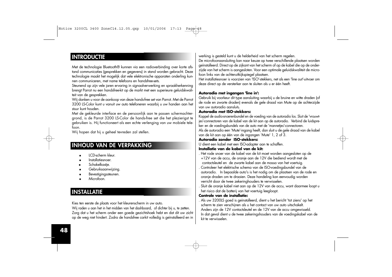 Introductie, Inhoud van de verpakking, Installatie | Sony Ericsson 3200 LS-Color User Manual | Page 48 / 80