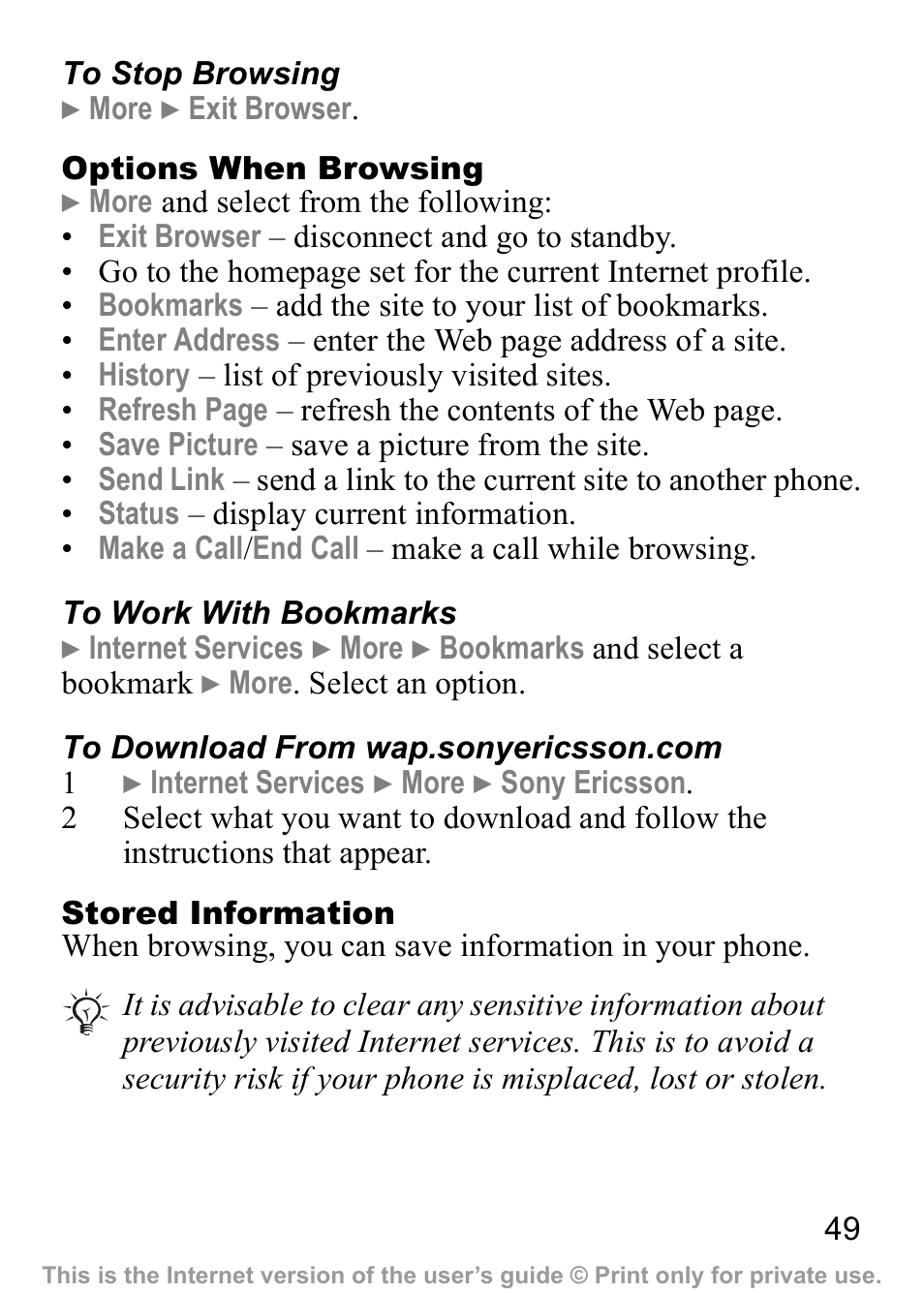 Sony Ericsson J300a User Manual | Page 50 / 80