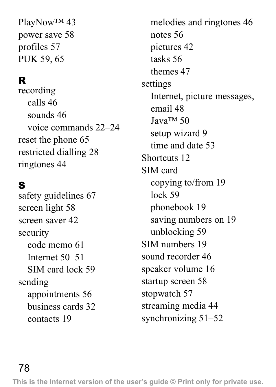 Sony Ericsson J300a User Manual | Page 79 / 80