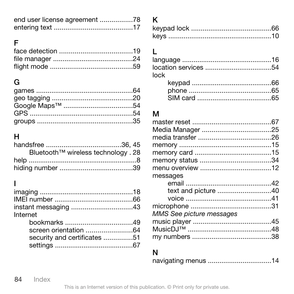 Sony Ericsson Cyber-shot C905 User Manual | Page 86 / 88