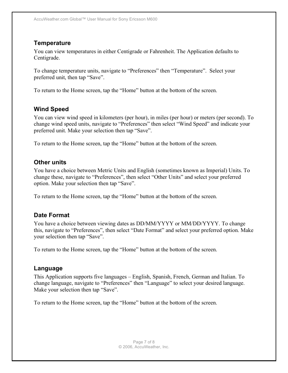 Sony Ericsson M600 User Manual | Page 7 / 8