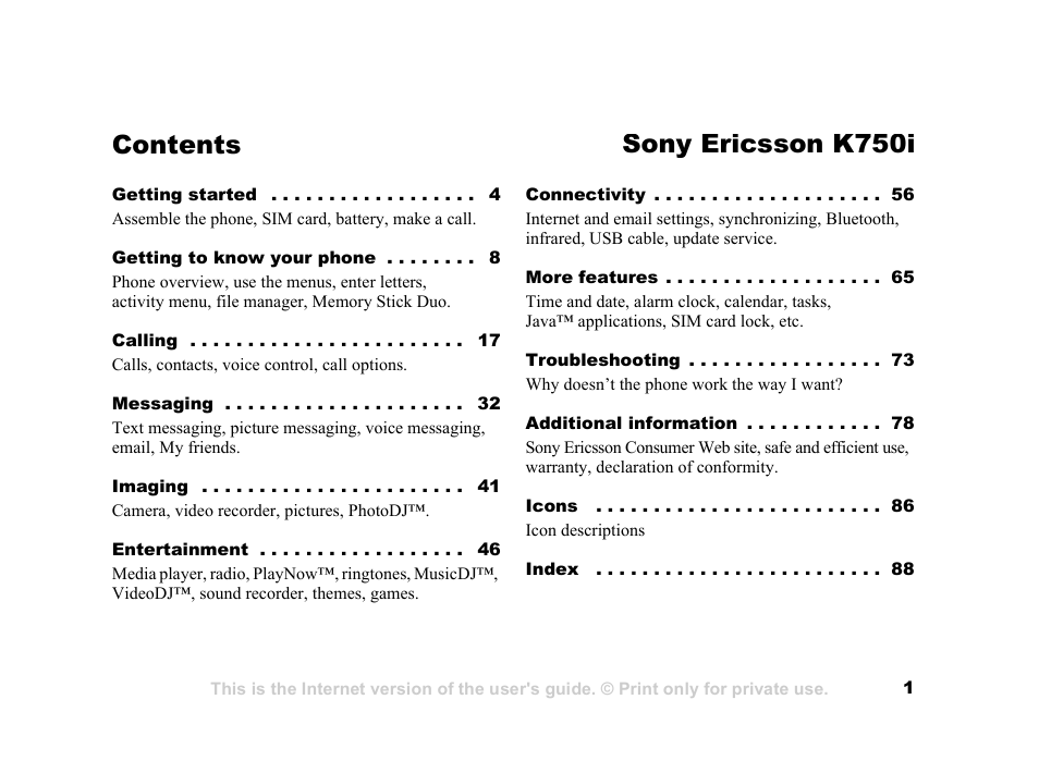 Sony Ericsson K750i User Manual | 92 pages