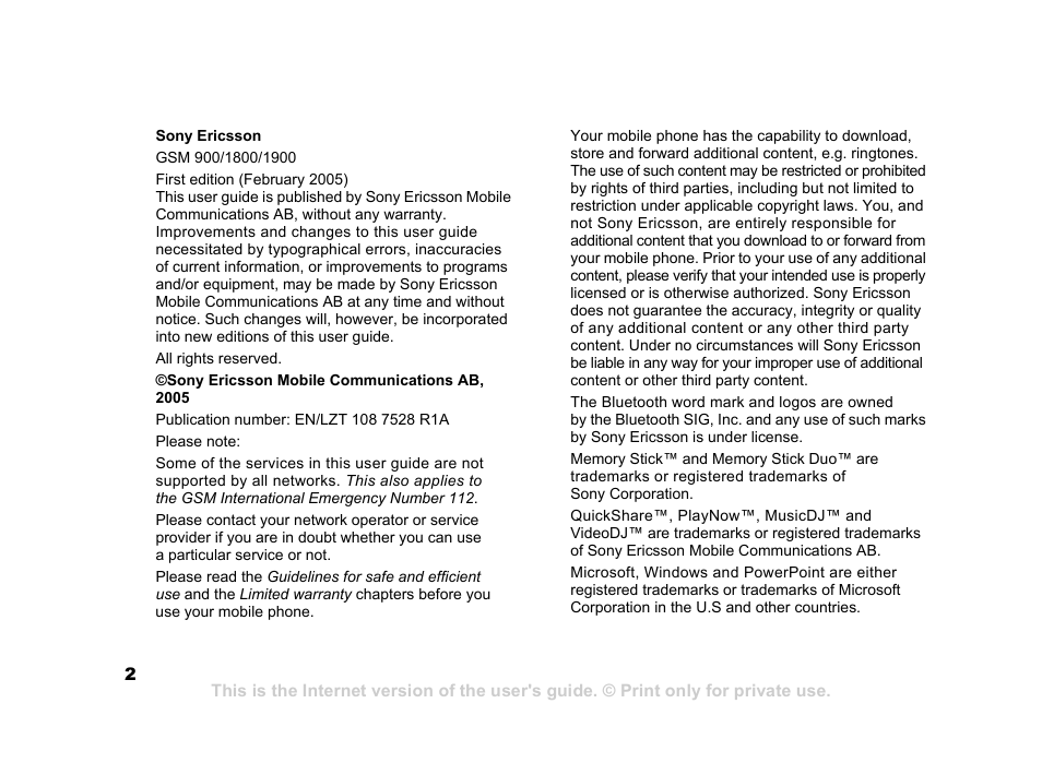 Sony Ericsson K750i User Manual | Page 2 / 92
