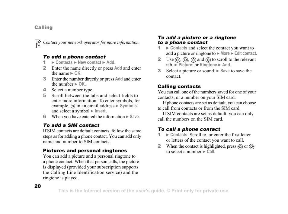 Sony Ericsson K750i User Manual | Page 20 / 92