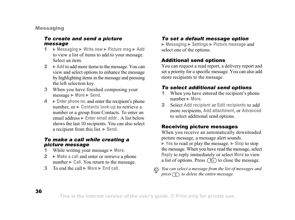 Sony Ericsson K750i User Manual | Page 36 / 92