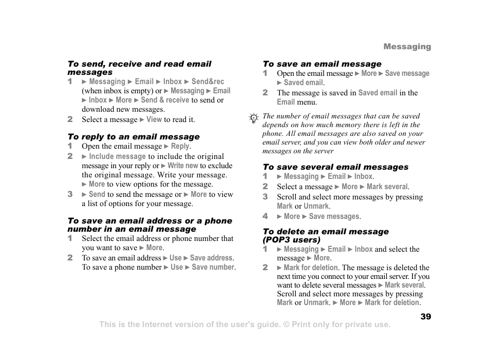 Sony Ericsson K750i User Manual | Page 39 / 92
