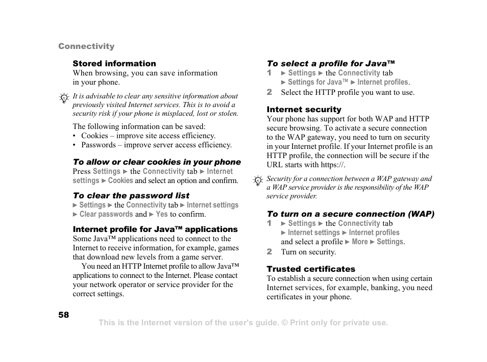 Sony Ericsson K750i User Manual | Page 58 / 92