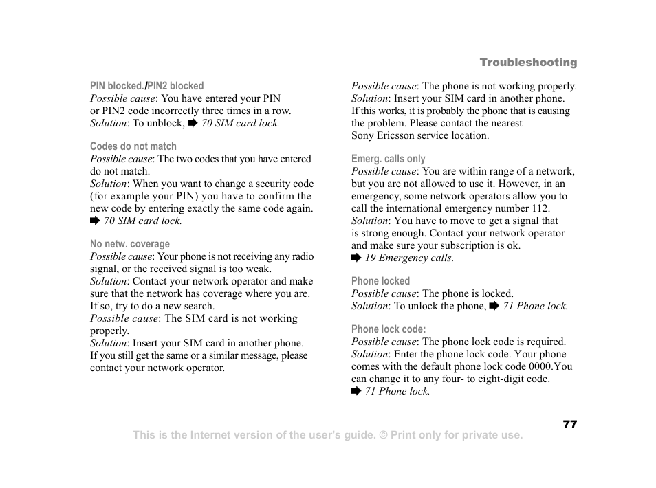 Sony Ericsson K750i User Manual | Page 77 / 92
