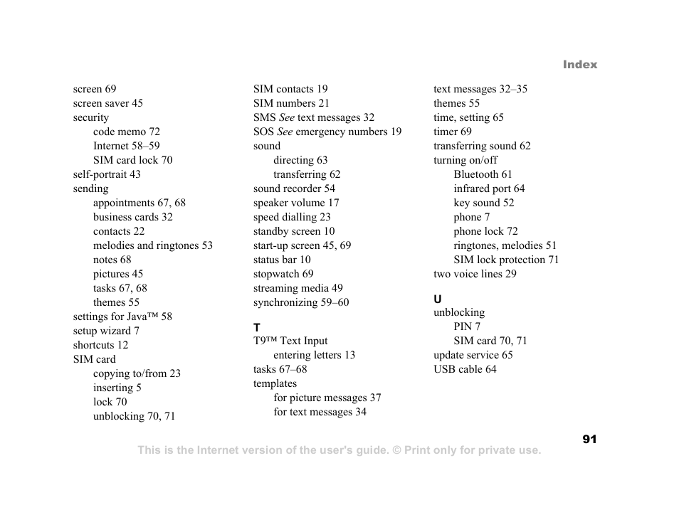 Sony Ericsson K750i User Manual | Page 91 / 92