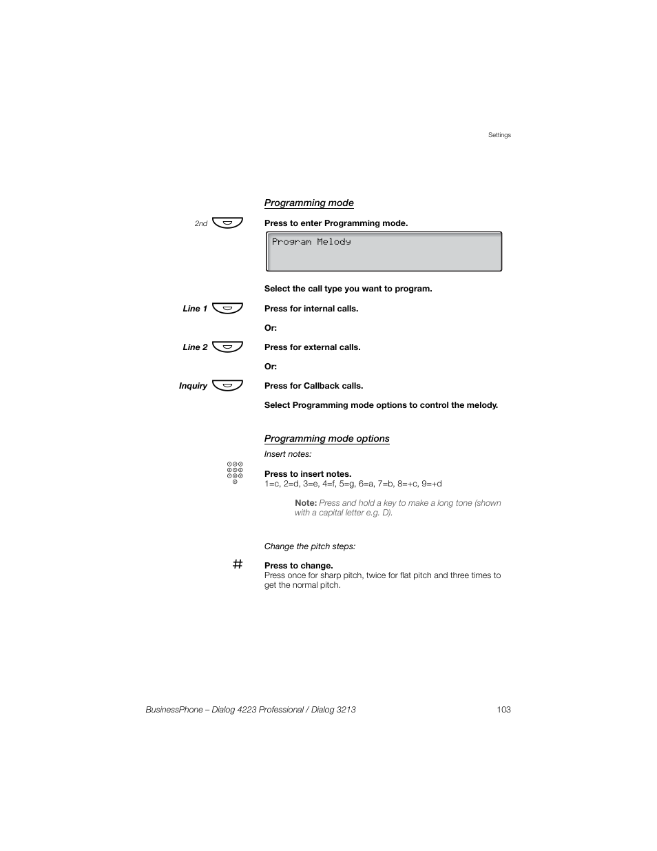 Programming mode, Programming mode options | Sony Ericsson Dialog 4223 User Manual | Page 103 / 132