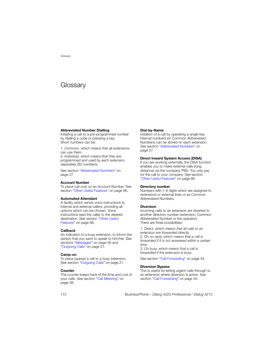 Glossary | Sony Ericsson Dialog 4223 User Manual | Page 112 / 132
