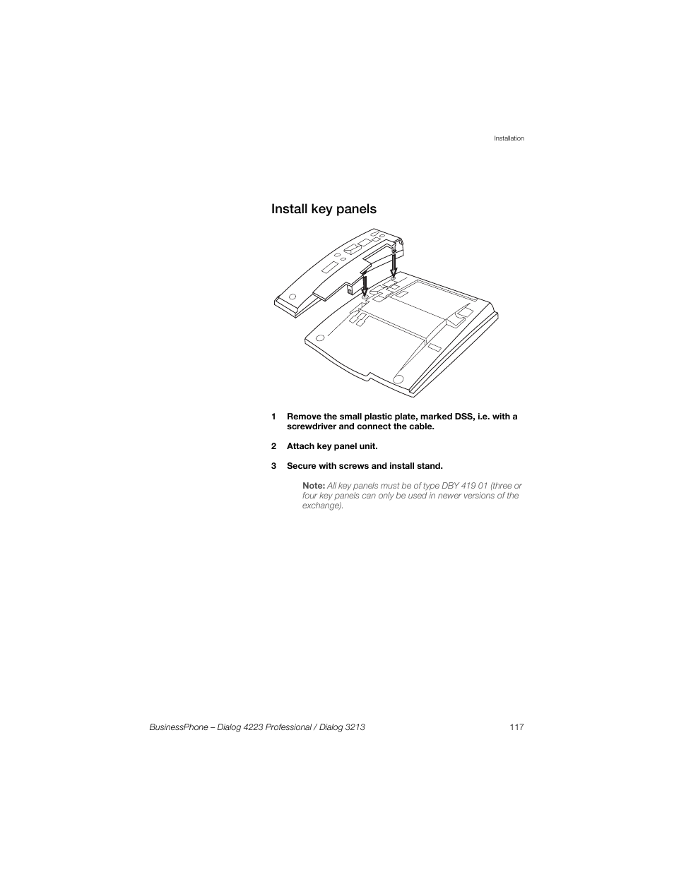 Install key panels | Sony Ericsson Dialog 4223 User Manual | Page 117 / 132