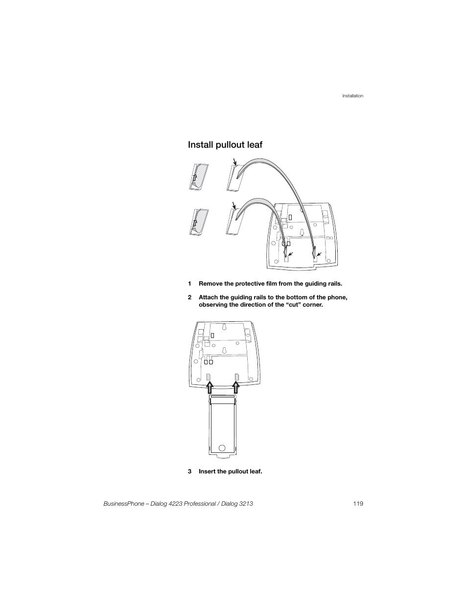 Install pullout leaf | Sony Ericsson Dialog 4223 User Manual | Page 119 / 132