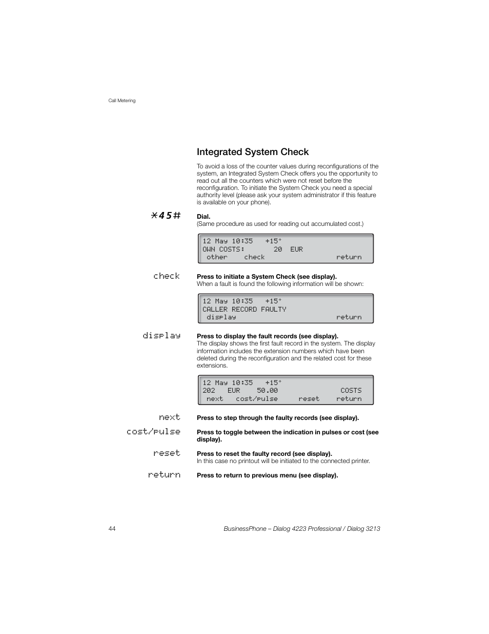 Integrated system check | Sony Ericsson Dialog 4223 User Manual | Page 44 / 132