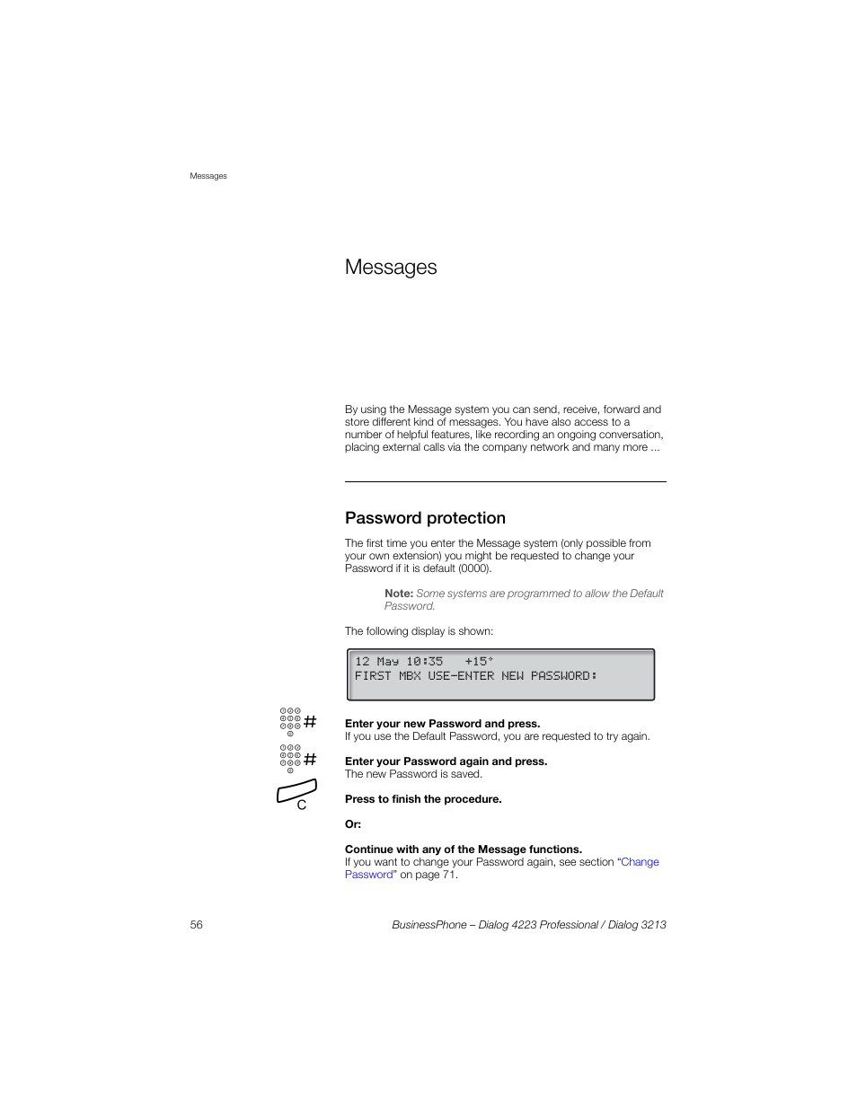 Messages, Password protection | Sony Ericsson Dialog 4223 User Manual | Page 56 / 132