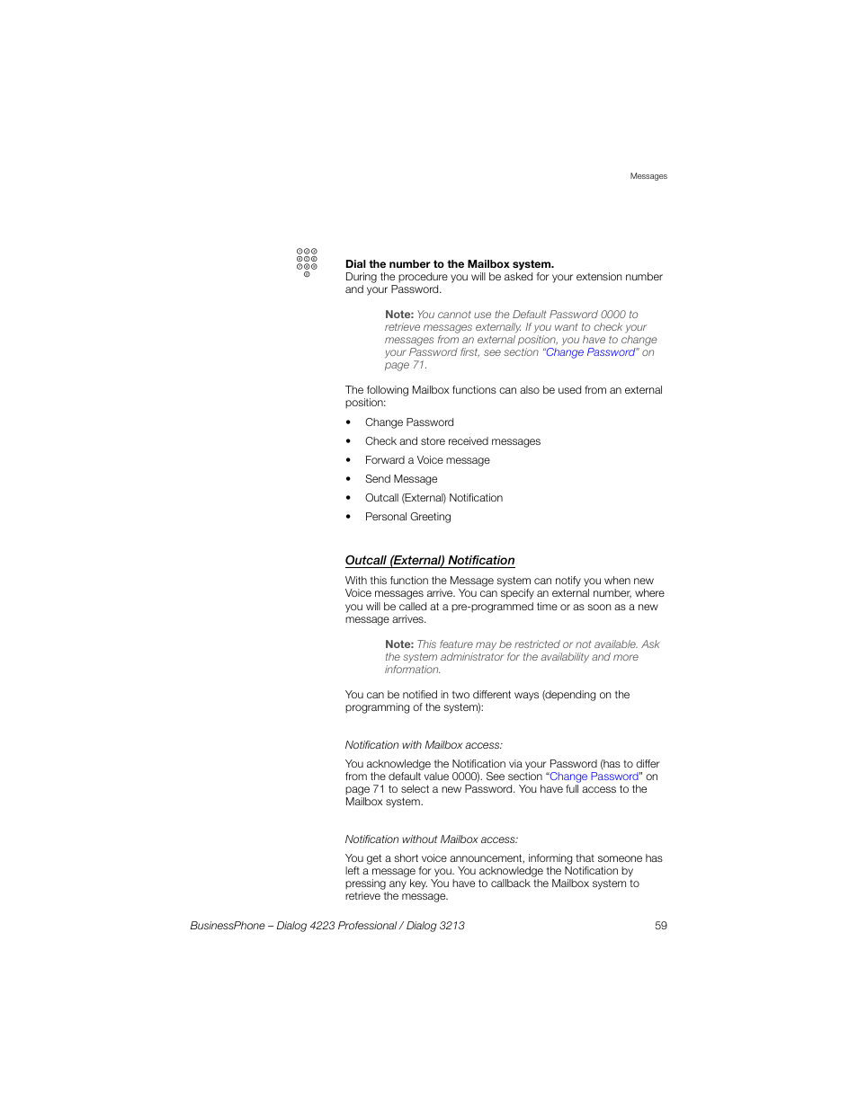 Outcall (external) notification | Sony Ericsson Dialog 4223 User Manual | Page 59 / 132