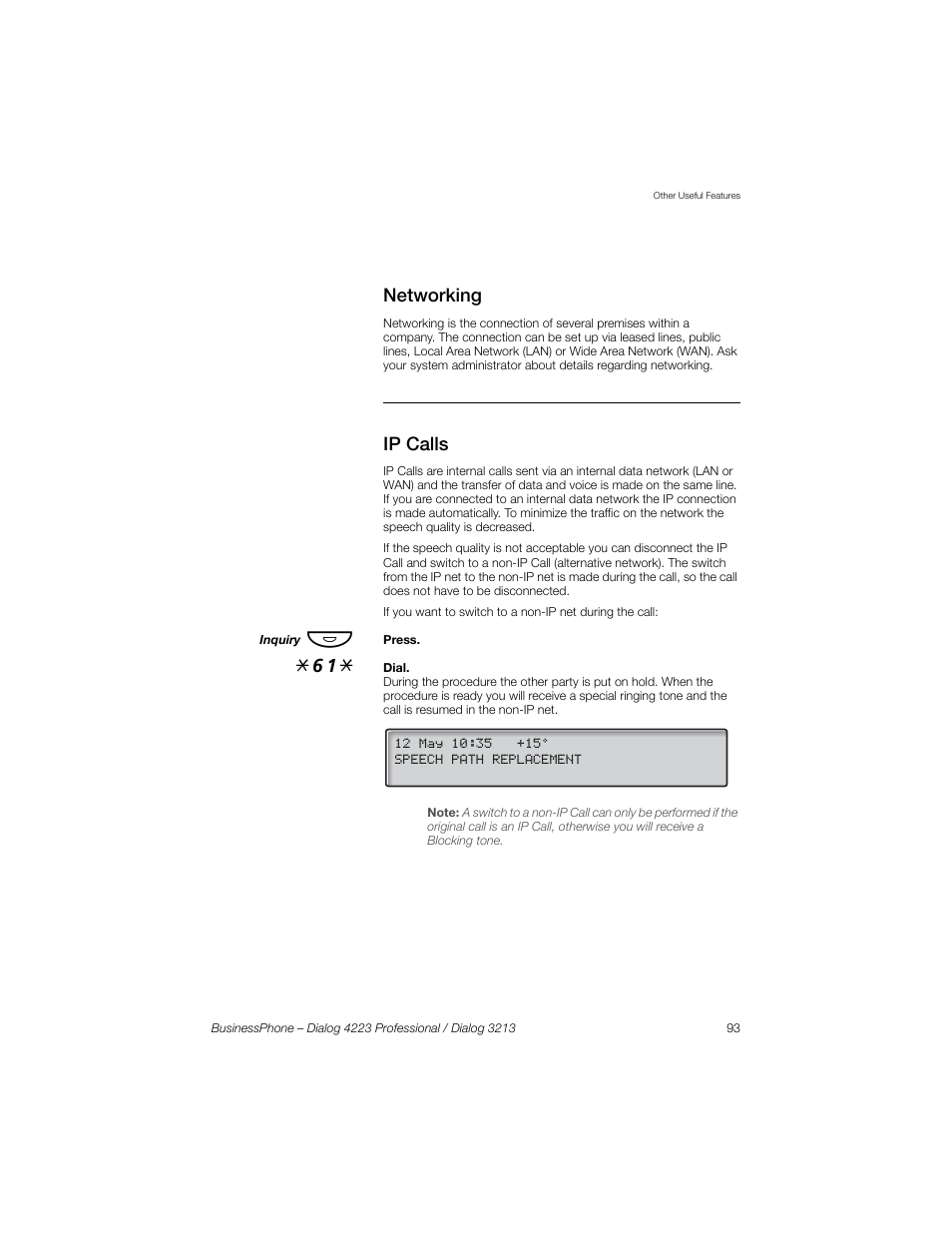 Networking, Ip calls | Sony Ericsson Dialog 4223 User Manual | Page 93 / 132