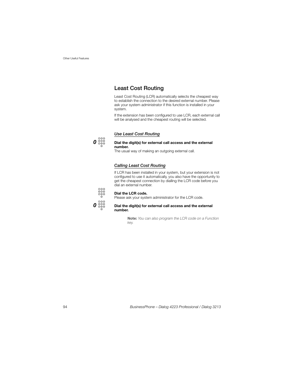 Least cost routing, Use least cost routing, Calling least cost routing | Sony Ericsson Dialog 4223 User Manual | Page 94 / 132