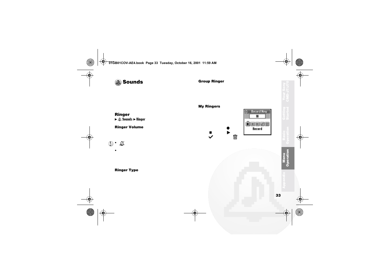 Sounds | Sony Ericsson CMD-J7 User Manual | Page 33 / 68