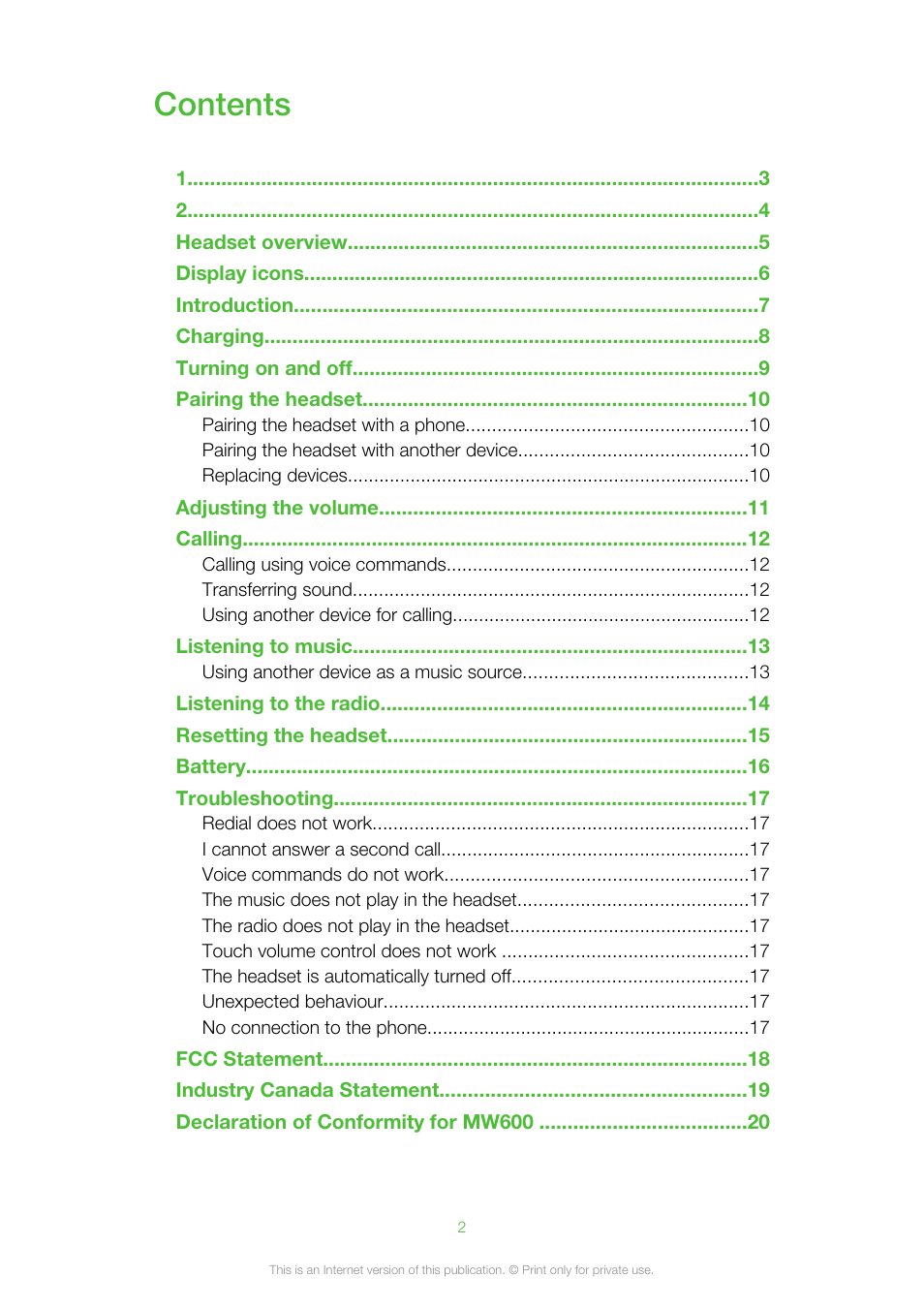 Sony Ericsson MW600 User Manual | Page 2 / 20