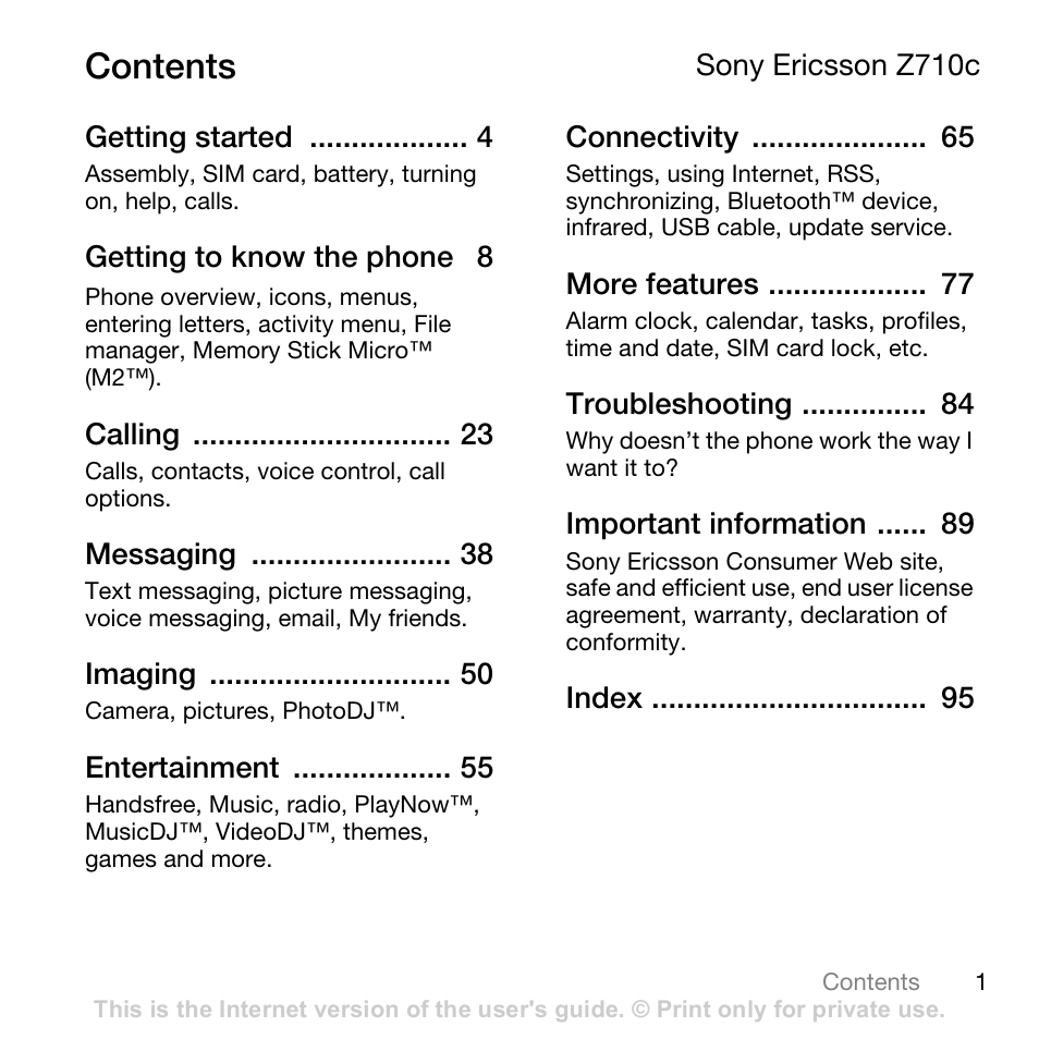 Sony Ericsson Z710c User Manual | 99 pages