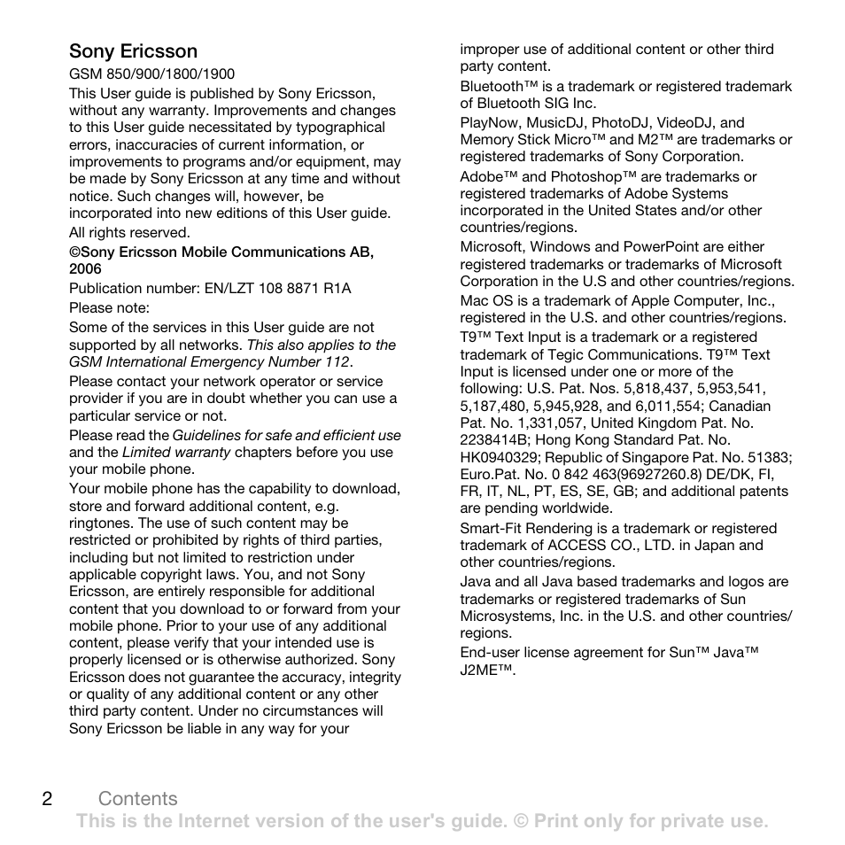 Sony Ericsson Z710c User Manual | Page 2 / 99