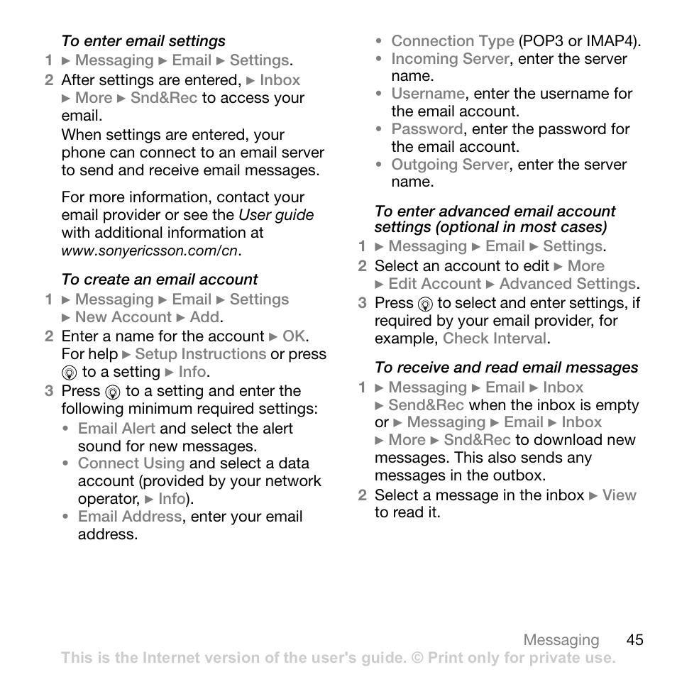 Sony Ericsson Z710c User Manual | Page 45 / 99