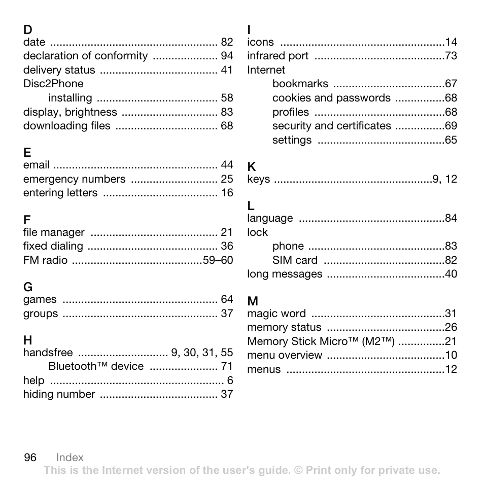 Sony Ericsson Z710c User Manual | Page 96 / 99