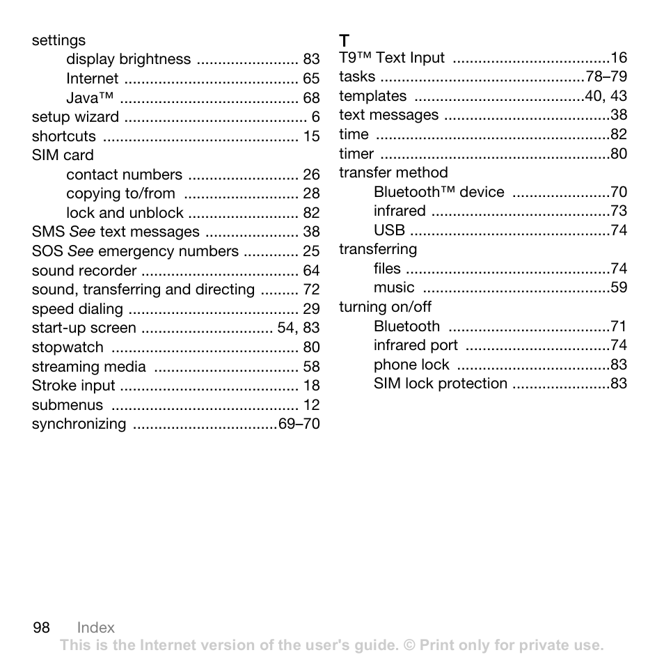 Sony Ericsson Z710c User Manual | Page 98 / 99