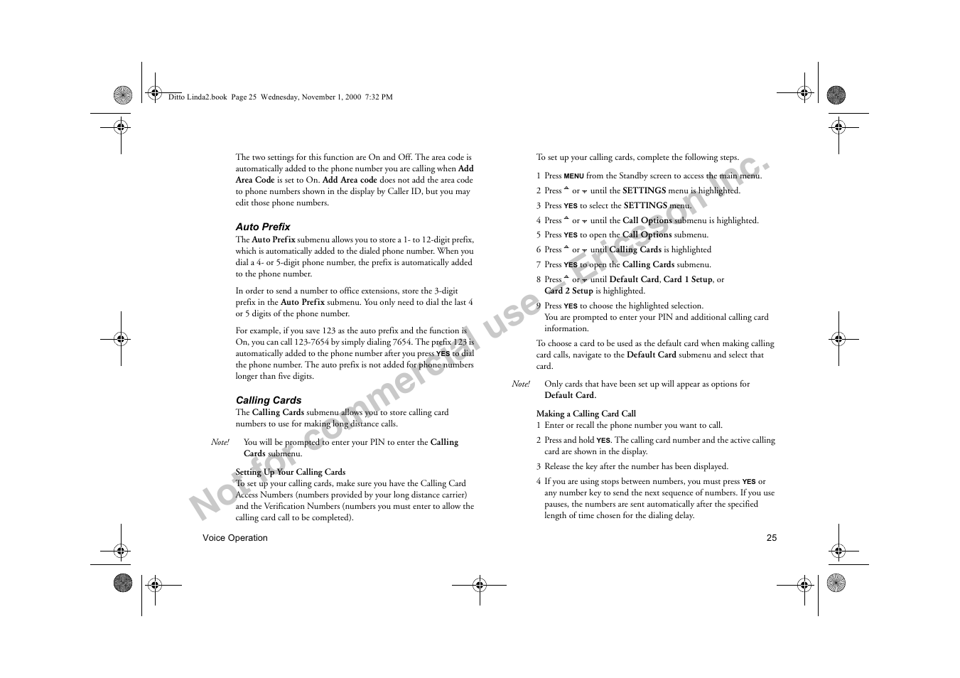 Not for commercial use – ericsson inc | Sony Ericsson R278d User Manual | Page 32 / 77