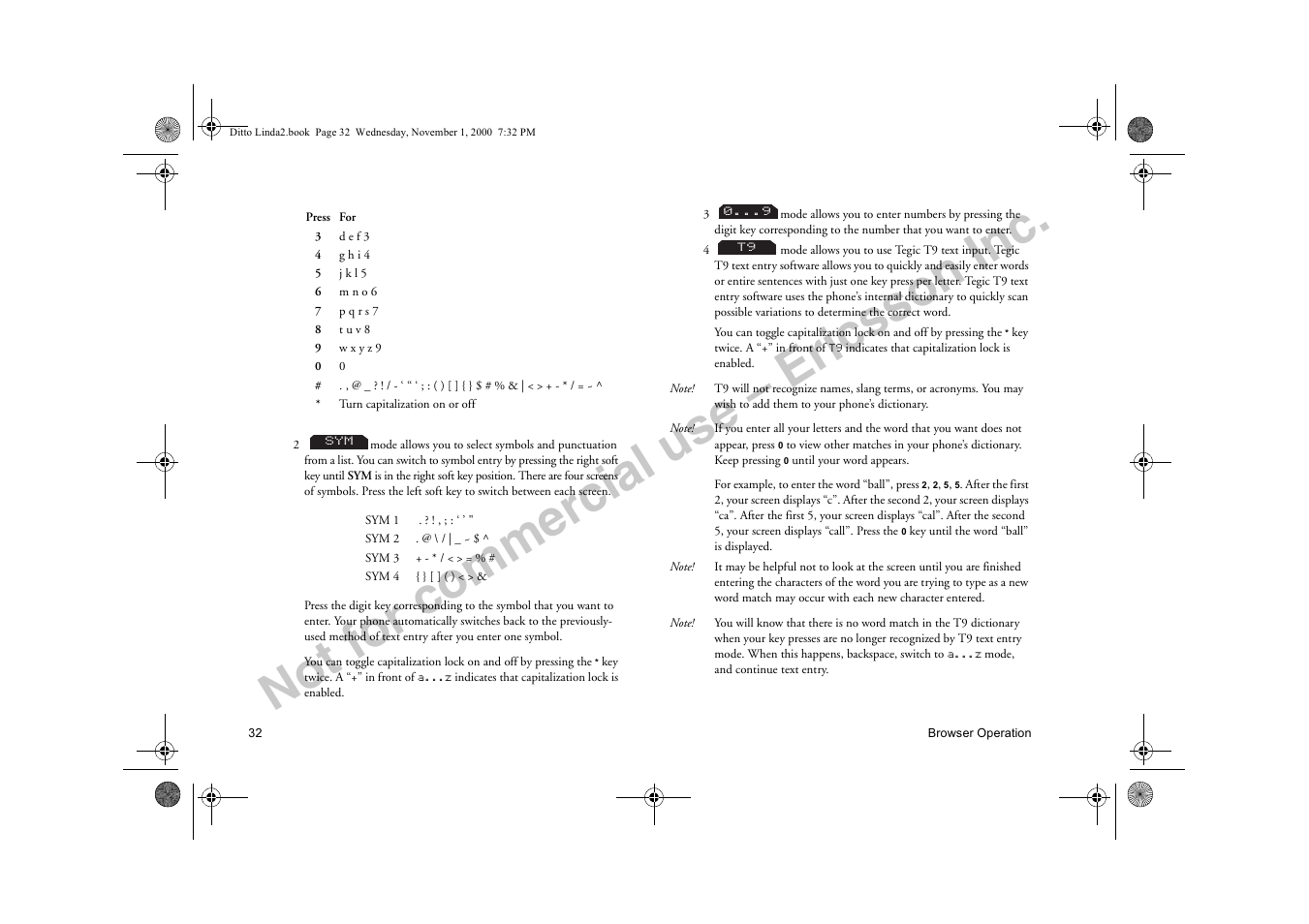 Not for commercial use – ericsson inc | Sony Ericsson R278d User Manual | Page 39 / 77