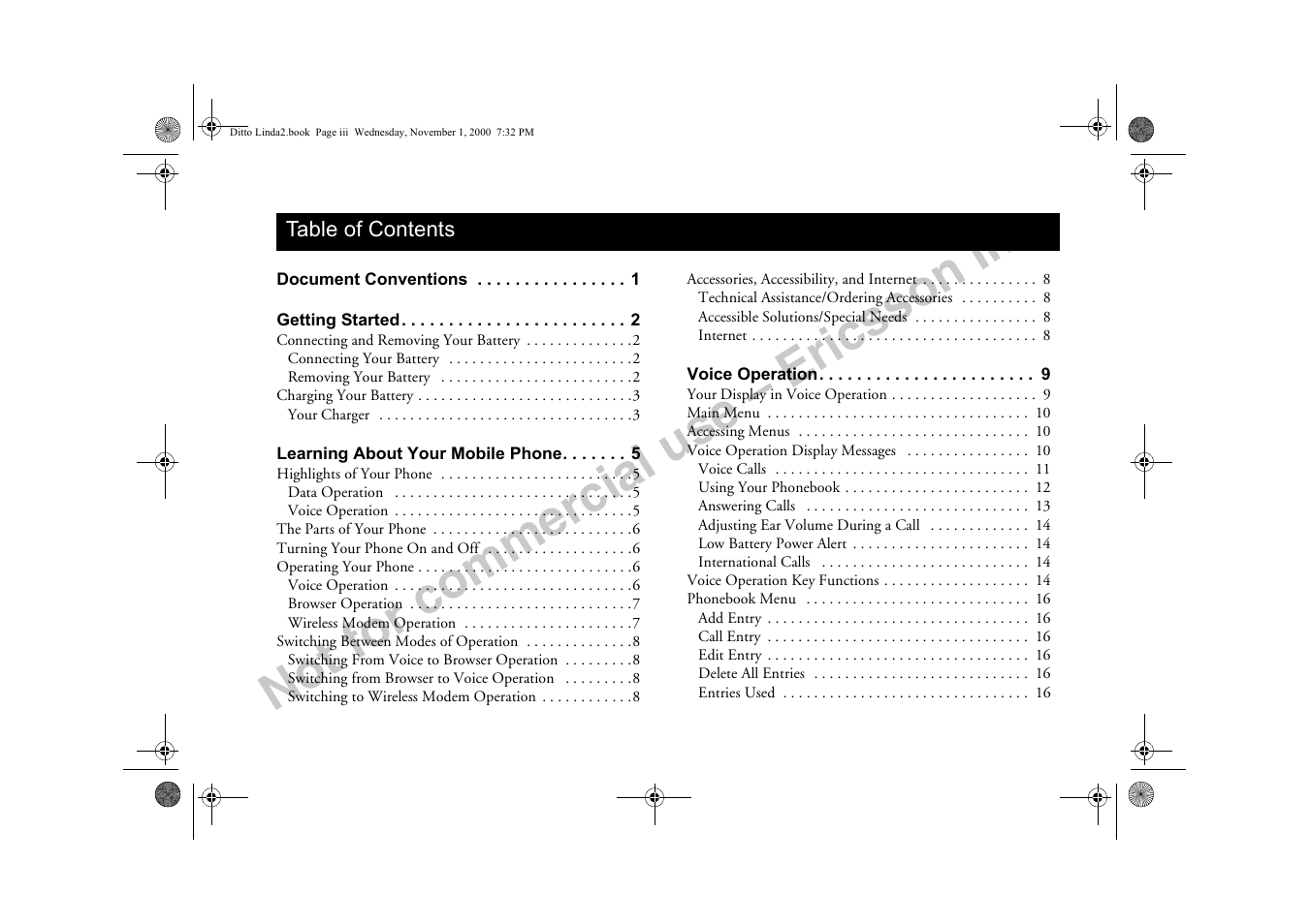 Not for commercial use – ericsson inc | Sony Ericsson R278d User Manual | Page 4 / 77