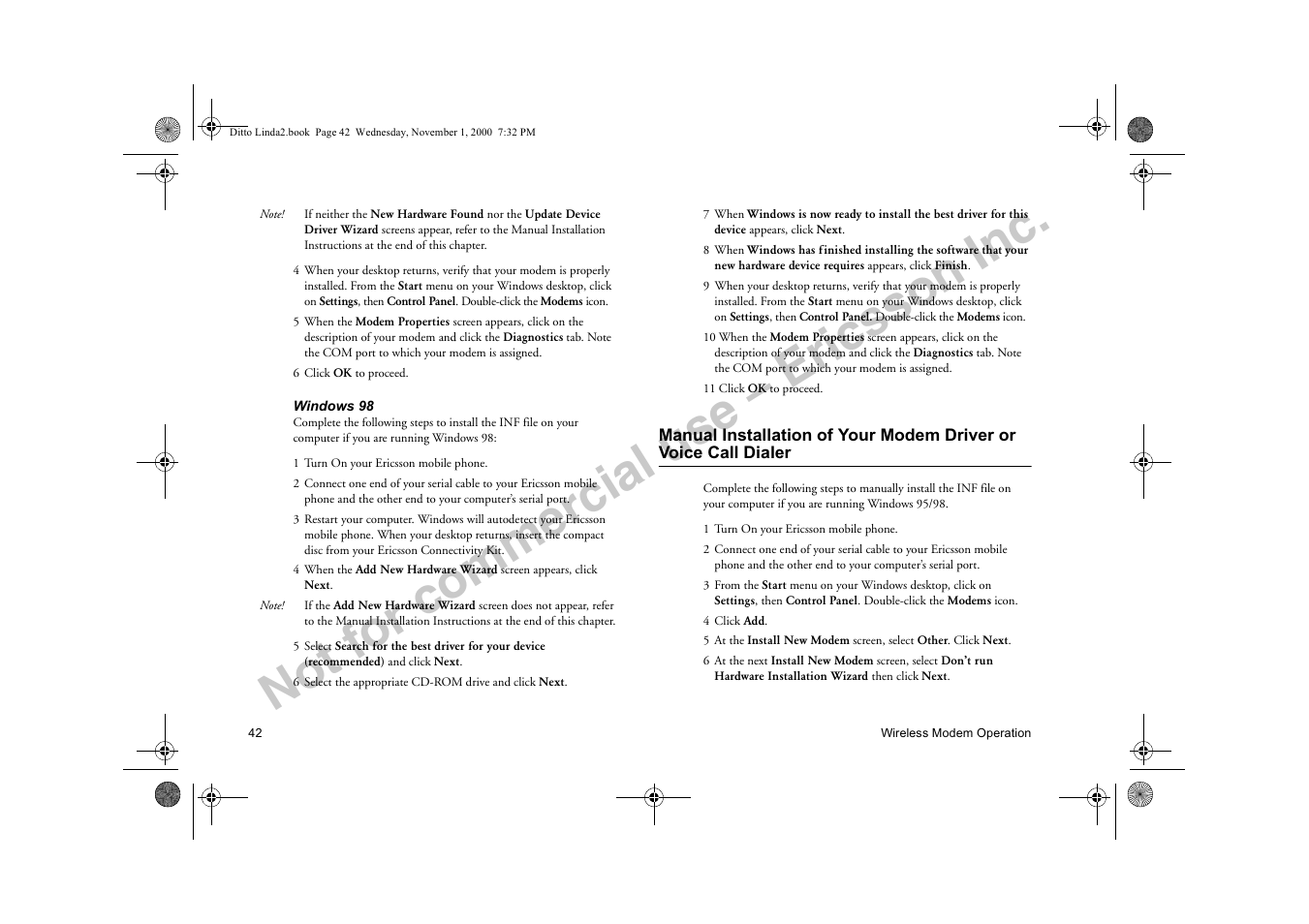 Not for commercial use – ericsson inc | Sony Ericsson R278d User Manual | Page 49 / 77