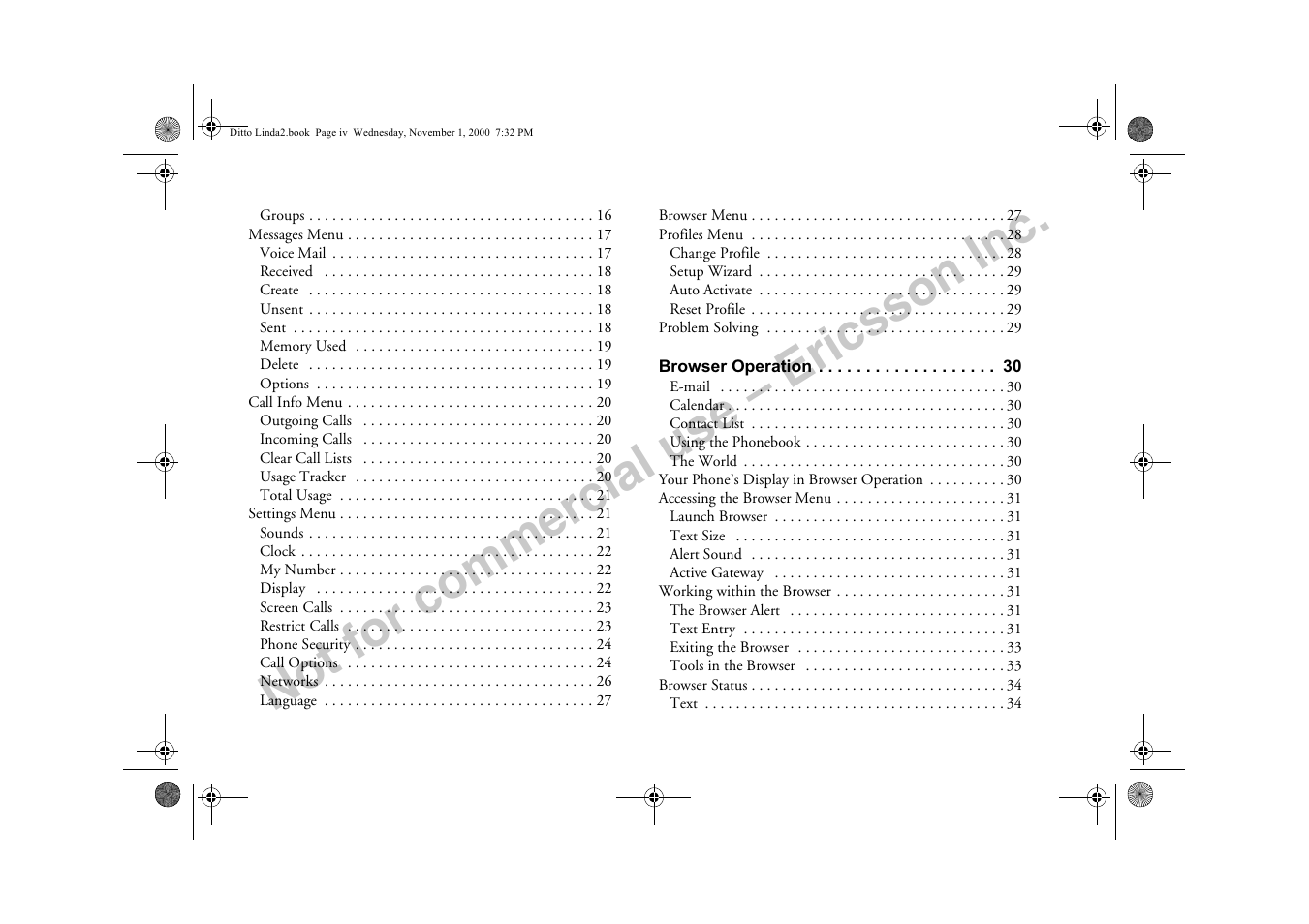 Not for commercial use – ericsson inc | Sony Ericsson R278d User Manual | Page 5 / 77