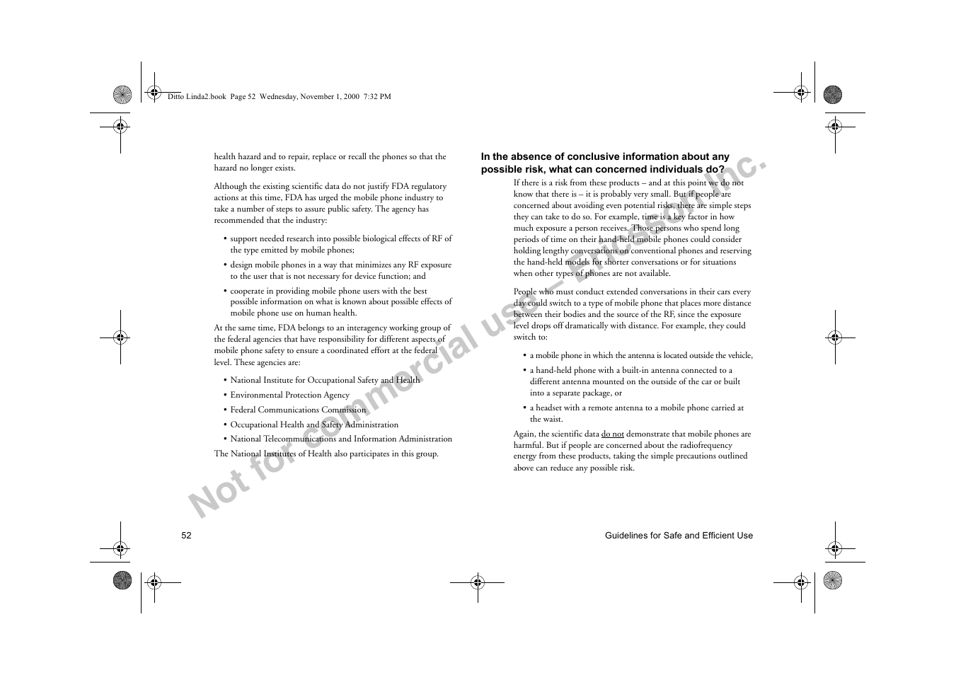 Not for commercial use – ericsson inc | Sony Ericsson R278d User Manual | Page 59 / 77