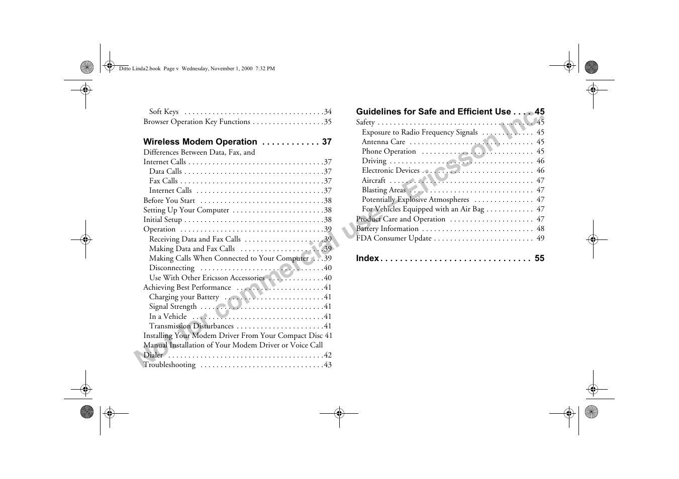 Not for commercial use – ericsson inc | Sony Ericsson R278d User Manual | Page 6 / 77