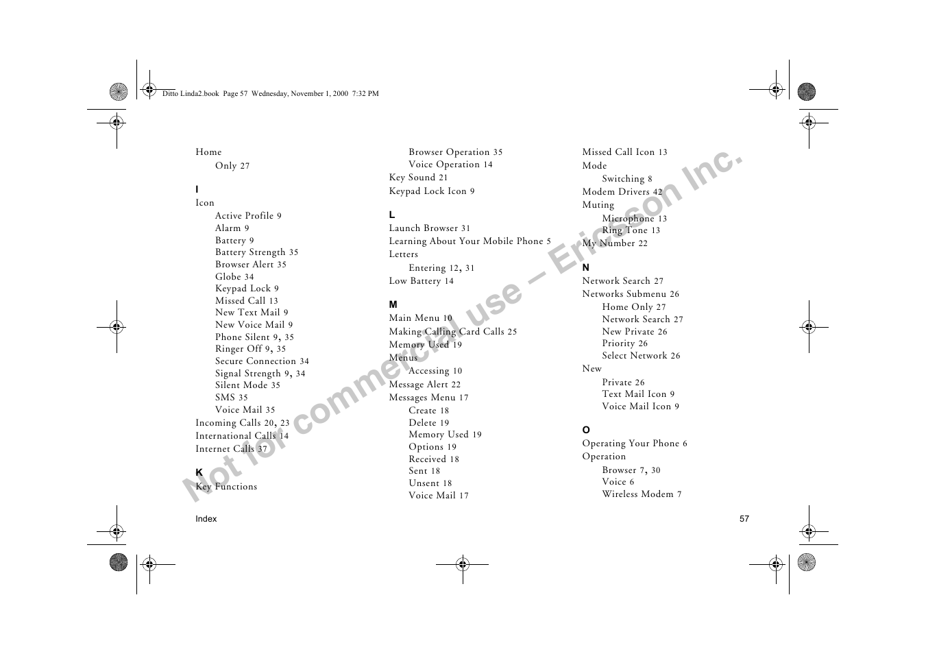 Not for commercial use – ericsson inc | Sony Ericsson R278d User Manual | Page 64 / 77