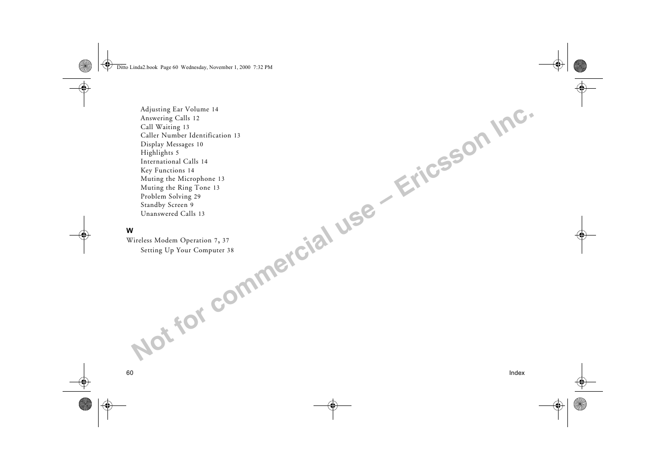 Not for commercial use – ericsson inc | Sony Ericsson R278d User Manual | Page 67 / 77