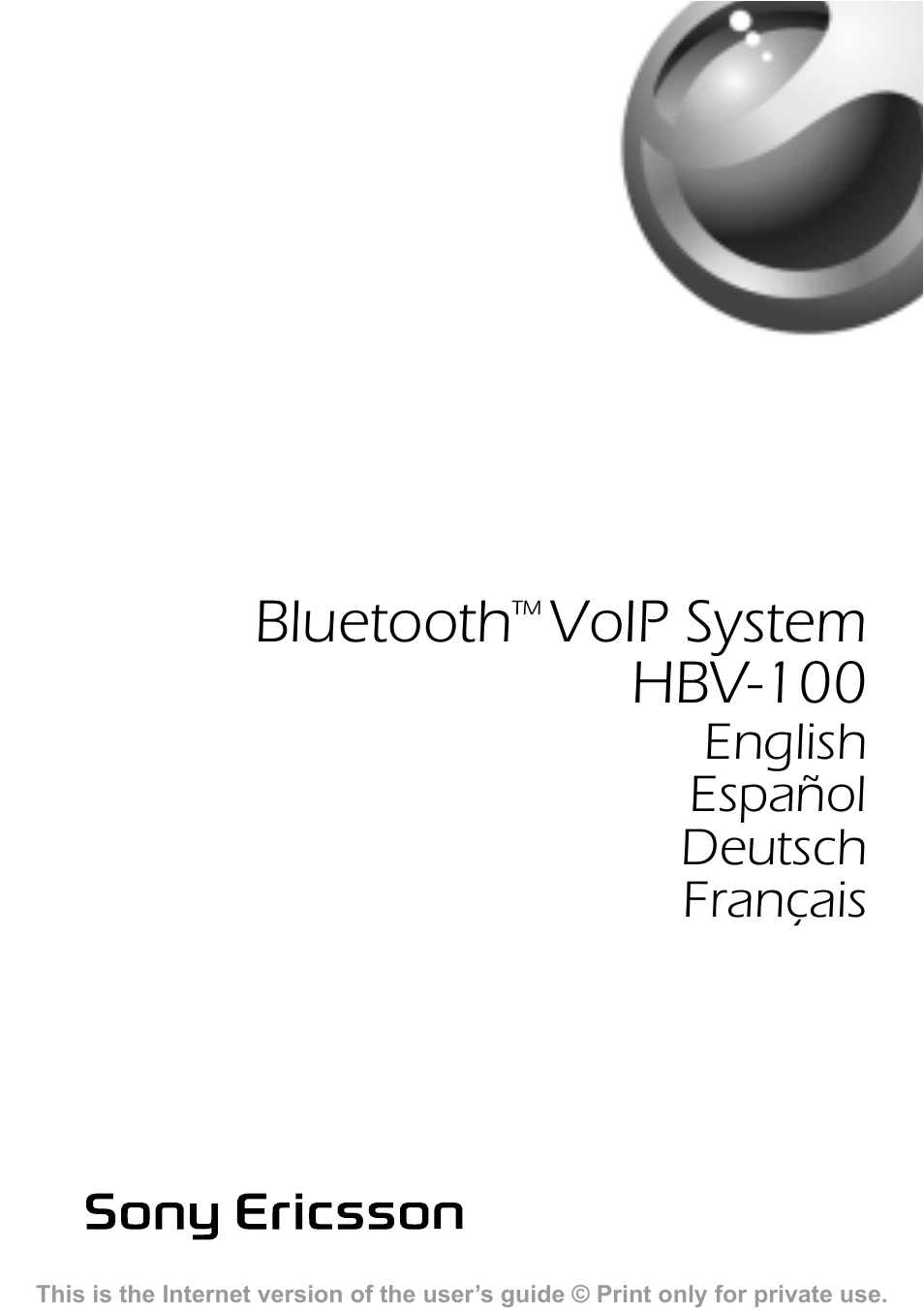 Sony Ericsson HBV-100 User Manual | 34 pages