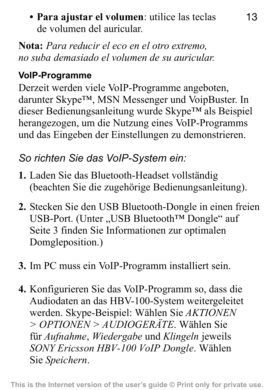 Sony Ericsson HBV-100 User Manual | Page 13 / 34