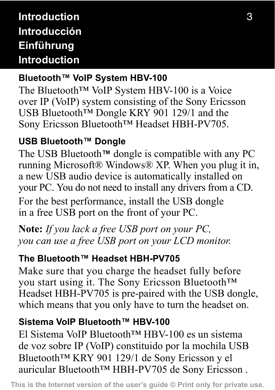 Sony Ericsson HBV-100 User Manual | Page 3 / 34